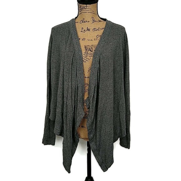 Lou & Grey Sweaters - Lou & Grey Cardigan Women Small Gray Draped Open Front Heathered Long Sleeve